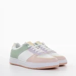 Дамски спортни обувки  розови със зелено от еко кожа  Zhuri