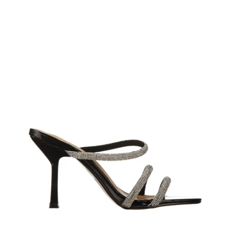 Дамски чехли с ток  черни от еко кожа  Selene