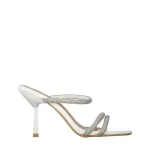 Дамски чехли с ток  бели от еко кожа  Selene