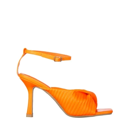 Дамски сандали с ток оранжеви от еко кожа  Zuleika
