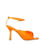 Дамски сандали с ток оранжеви от еко кожа  Zuleika