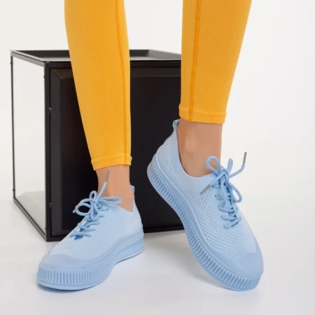 Дамски обувки сини от текстилен материал Stere