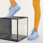 Дамски обувки сини от текстилен материал Stere