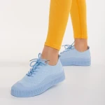 Дамски обувки сини от текстилен материал Stere