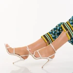 Дамски сандали с ток  бели  от еко кожа  Egypt