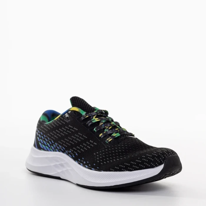 Мъжки спортни обувки  черни с ъс синьо от текстилен материал  Bendi