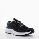 Мъжки спортни обувки  черни с ъс синьо от текстилен материал  Bendi