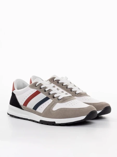 Мъжки спортни обувки  бели  от еко кожа Geliz