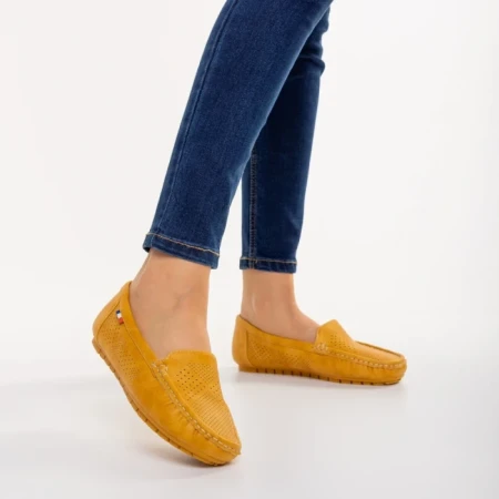 Дамски мокасини жълти от еко кожа  Vanera