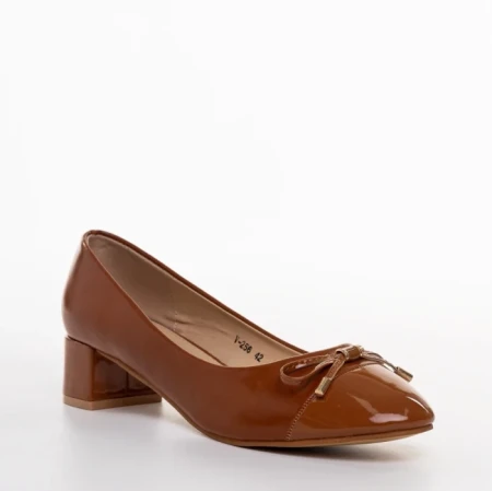 Дамски обувки с ток  камел  от еко кожа  Colina