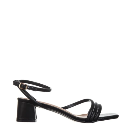 Дамски сандали с ток черни  от еко кожа  Nayeli