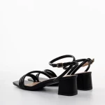 Дамски сандали с ток черни  от еко кожа  Nayeli