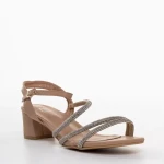 Дамски сандали с ток бежови  от еко кожа  Averie