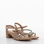 Дамски сандали с ток бежови  от еко кожа  Averie