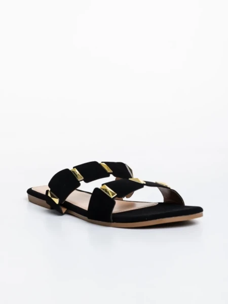 Дамски чехли черни  от текстилен материал Ivanna