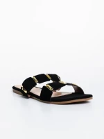 Дамски чехли черни  от текстилен материал Ivanna