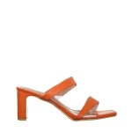 Дамски чехли с ток  оранжеви от еко кожа  Cameron