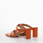 Дамски чехли с ток  оранжеви от еко кожа  Cameron