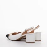Дамски обувки с ток бели с черно от еко кожа  Felicity
