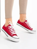 Дамски кецове  червени от текстилен материал  Selima