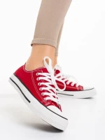 Дамски кецове  червени от текстилен материал  Selima