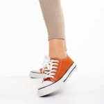 Дамски кецове  тъмно ореанжеви от текстилен материал  Selima