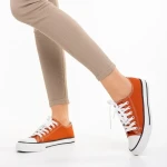 Дамски кецове  тъмно ореанжеви от текстилен материал  Selima