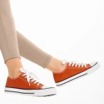 Дамски кецове  тъмно ореанжеви от текстилен материал  Selima