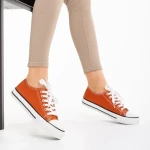 Дамски кецове  тъмно ореанжеви от текстилен материал  Selima