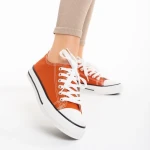 Дамски кецове  тъмно ореанжеви от текстилен материал  Selima