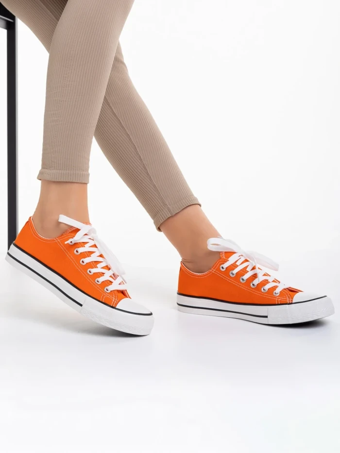 Дамски кецове  оранжеви от текстилен материал  Selima