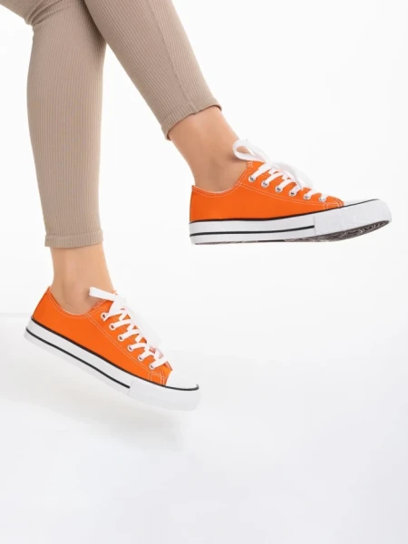 Дамски кецове  оранжеви от текстилен материал  Selima