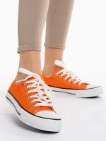 Дамски кецове  оранжеви от текстилен материал  Selima