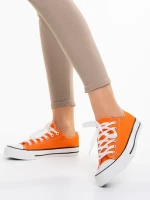 Дамски кецове  оранжеви от текстилен материал  Selima