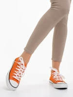 Дамски кецове  оранжеви от текстилен материал  Selima