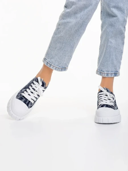 Дамски кецове тъмно сини от текстилен материал  Jeremiah