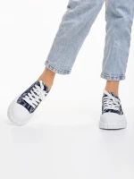 Дамски кецове тъмно сини от текстилен материал  Jeremiah