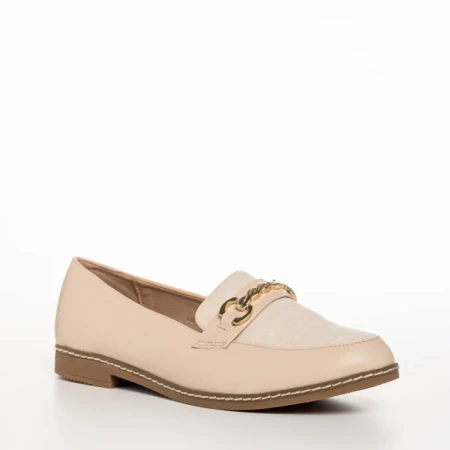 Дамски мокасини  бежови  от еко кожа  Vance