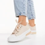 Дамски кецове  бежови  от текстилен материал  Nathana