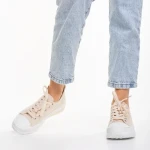 Дамски кецове  бежови  от текстилен материал  Nathana