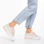 Дамски кецове  бежови  от текстилен материал  Nathana