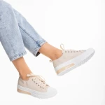 Дамски кецове  бежови  от текстилен материал  Nathana