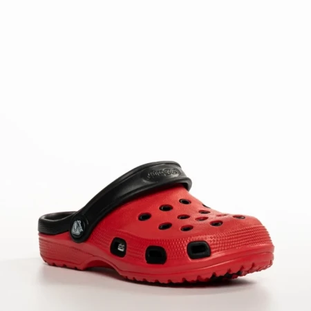 Детски чехли черни с червено от синтетичен материал  Ibrahim