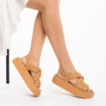 Дамски сандали  камел от еко кожа  Aryna