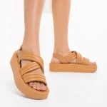 Дамски сандали  камел от еко кожа  Aryna