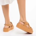 Дамски сандали  камел от еко кожа  Aryna