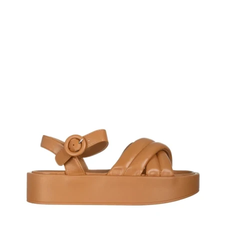 Дамски сандали  камел от еко кожа  Grova