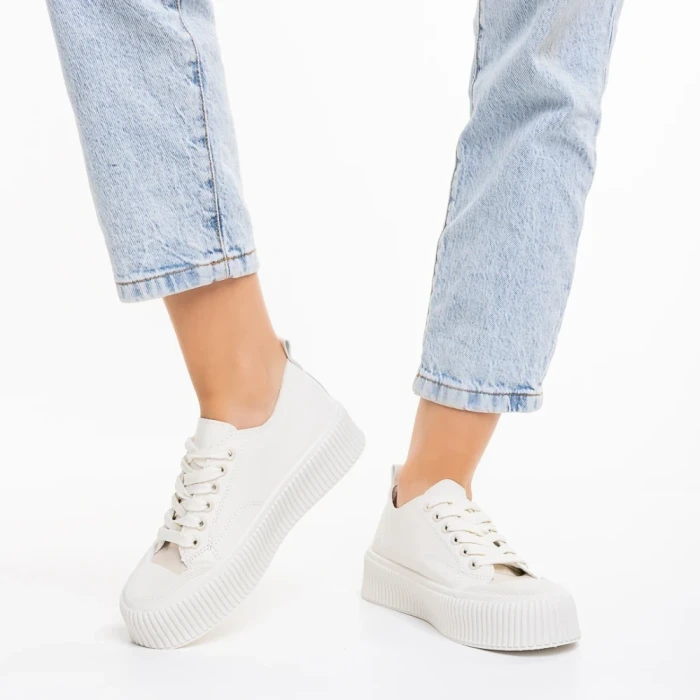 Дамски кецове  бежови от еко кожа  Dionne