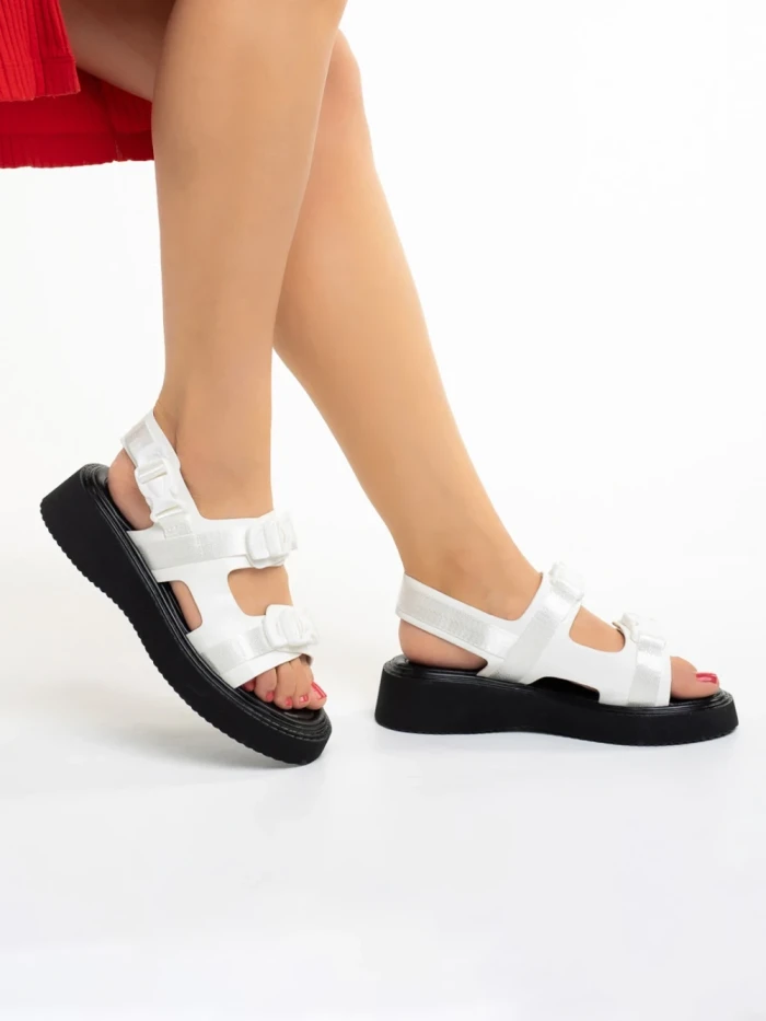 Дамски сандали  бели  от еко кожа  Caroline