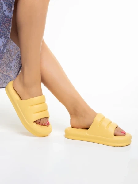 Дамски чехли  жълти от синтетичен материал  Dorothy